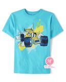  Áo thun PL4CE xanh xe điều khiển bé trai 