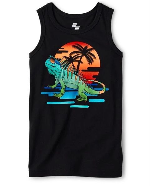  Áo thun ba lỗ Place đen tắc kè bé trai 