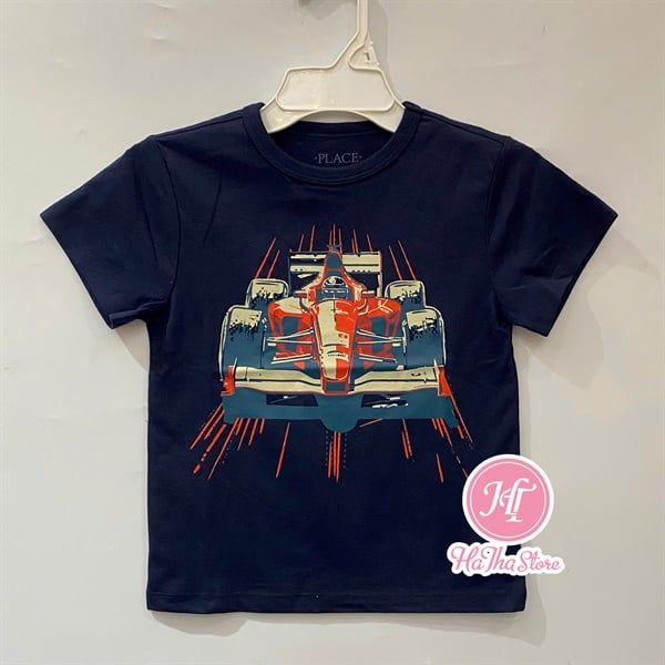  Áo thun PL4CE xanh đen xe đua bé trai 