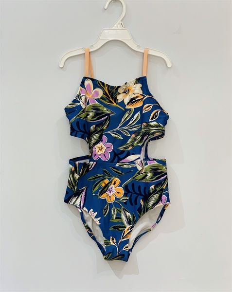  Bộ bơi xanh hoa tím vàng bé gái 