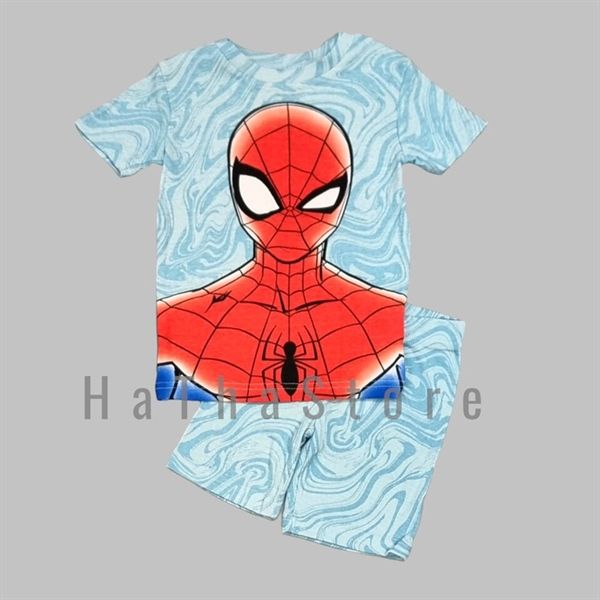  Bộ ngắn xanh spider man bé trai 