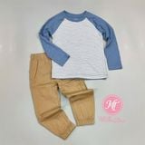  Bộ dài P3kkle sọc tay xanh bé trai 