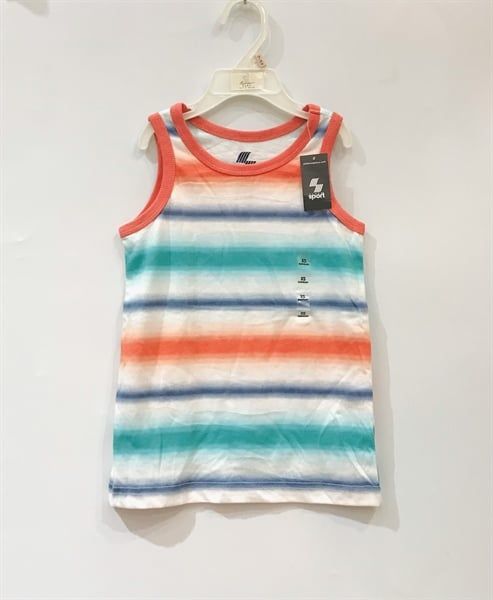  Áo thun ba lỗ Place sọc màu viền cam bé trai 