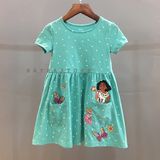  Đầm thun tay ngắn JB xanh encanto bé gái 