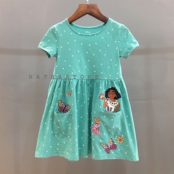  Đầm thun tay ngắn JB xanh encanto bé gái 
