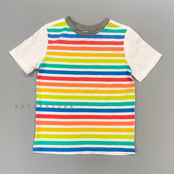  Áo thun Amazon sọc màu tay trắng bé trai 