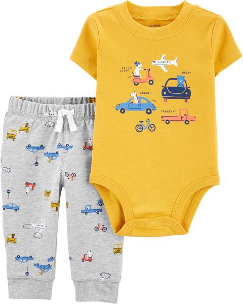  Set Bodysuit & Quần vàng cún bé trai 