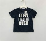  Áo thun PL4CE xám đen chữ italian bé trai 