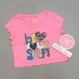  Áo croptop hồng chữ bé gái - X99 