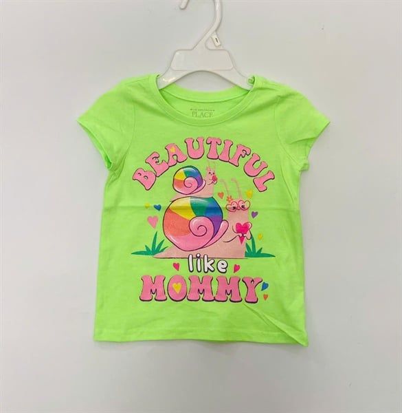  Áo thun PL4CE xanh ốc sên beautiful bé gái 