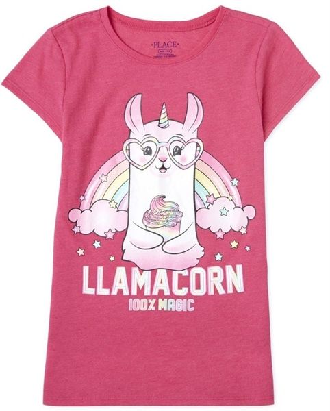  Áo thun Place hồng llamacorn bé gái 