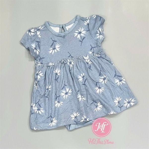  Body váy C4RTER xanh hoa trắng bé gái 