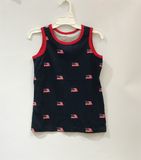  Áo thun ba lỗ Place xanh đen viền đỏ cờ bé trai 