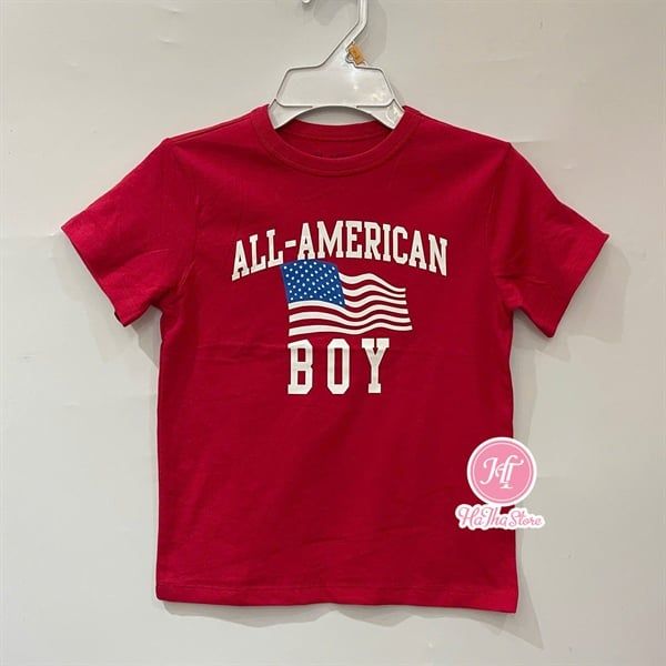  Áo thun PL4CE đỏ american bé trai 