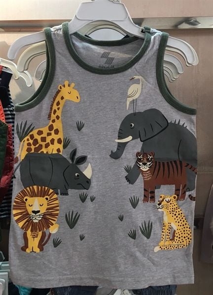  Áo thun ba lỗ Place xám thú bé trai 