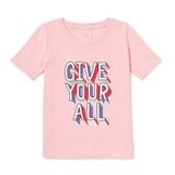  Áo thun JB hồng Give your all bé gái 