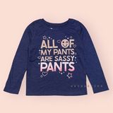  Áo tay dài PL4CE xám đen all of pant bé gái 