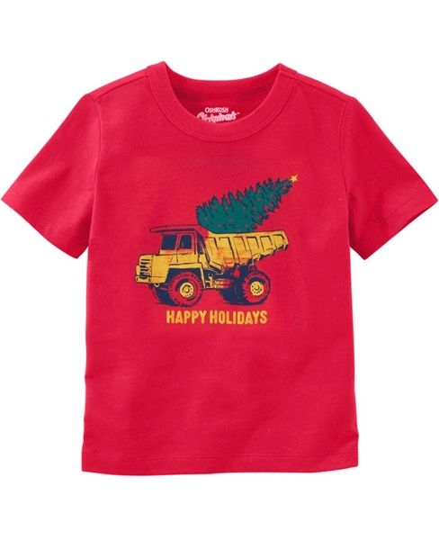  Áo thun 0shk0sh đỏ xe tải bé trai 