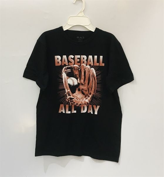  Áo thun PL4CE đen baseball bé trai 