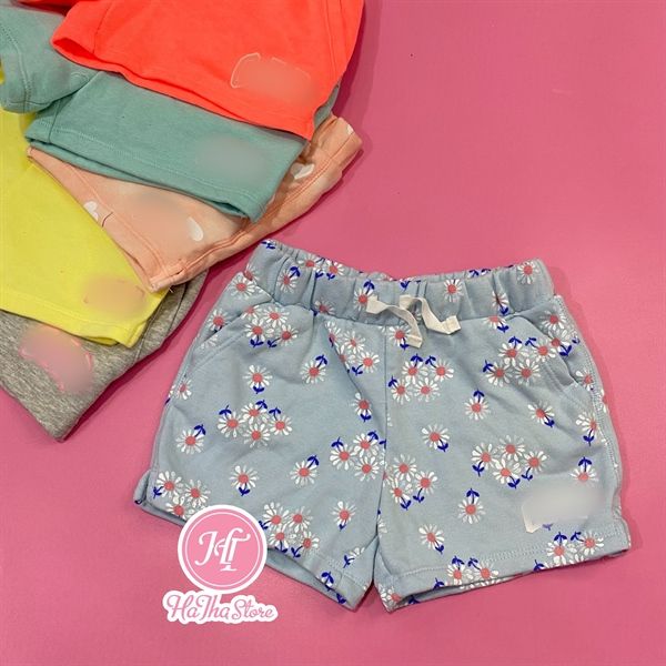  Quần short thun G4p xanh hoa trắng bé gái 