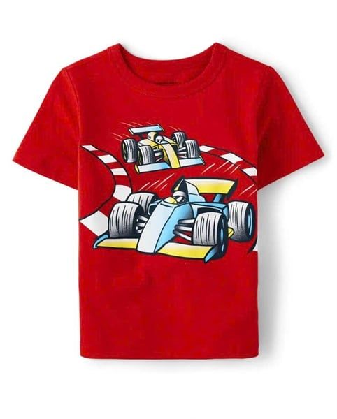  Áo thun PL4CE đỏ xe đua bé trai 