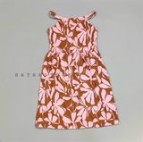  Đầm thun 2 dây C4RTER nâu hoa hồng bé gái 