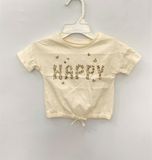  Áo thun Carter màu kem happy Bé Gái 
