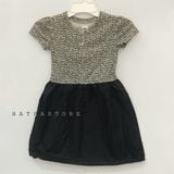  Đầm thun xám beo bé gái 