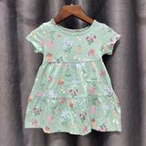  Đầm thun JB xanh hoa bé gái 