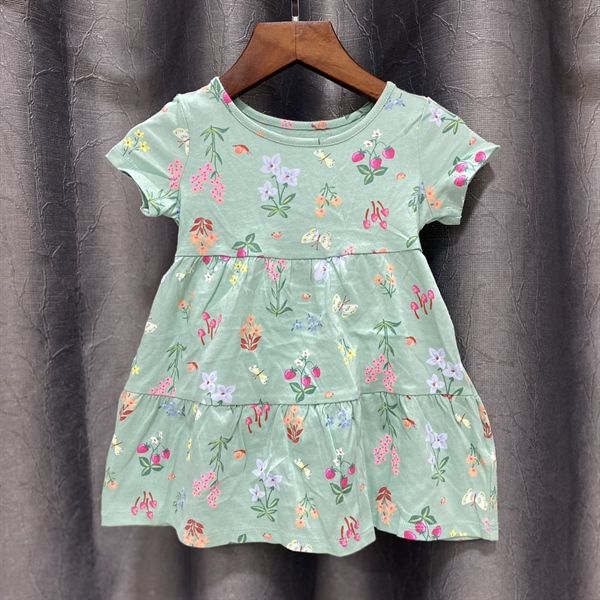  Đầm thun JB xanh hoa bé gái 