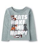  Áo tay dài PL4CE xám cats bé gái 