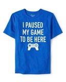  Áo thun PL4CE xanh pause game bé trai 
