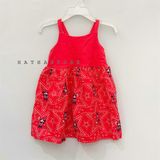  Đầm thun 2 dây đỏ mickey bé gái 