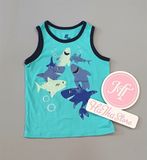  Áo thun ba lỗ Place xanh shark bé trai 