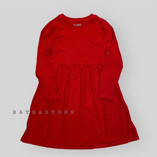  Đầm thun 0ldN4vy đỏ trơn bé gái 