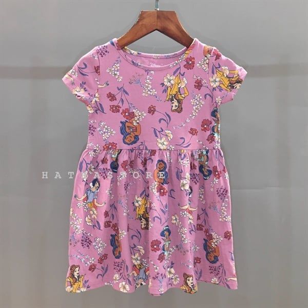  Đầm thun tay ngắn JB tím công chúa bé gái 