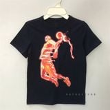  Áo thun PL4CE xanh đen bóng rổ bé trai 