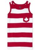  Áo thun ba lỗ Place sọc đỏ trắng canada bé trai 