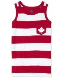  Áo thun ba lỗ Place sọc đỏ trắng canada bé trai 