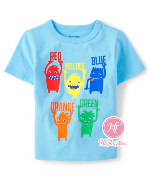  Áo thun PL4CE xanh trời quái vật màu bé trai 