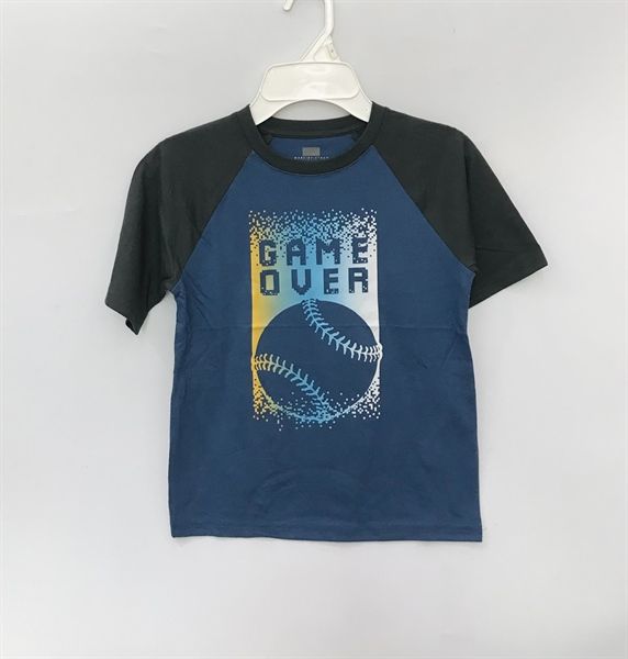  Áo thun xanh tay xám game over bé trai 