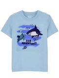  Áo thun 0shk0ash xanh dương cá mập rùa bé trai 