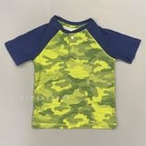  Áo thun Amazon xanh lính tay xanh đen bé trai 