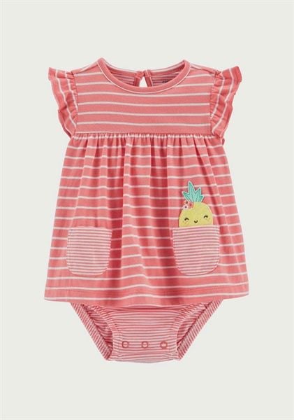  Body váy C4RTER cam sọc bé gái 