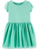  Đầm thun chân voan Carter xanh mint bé gái 