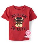  Áo thun PL4CE đỏ holly cow bé trai 