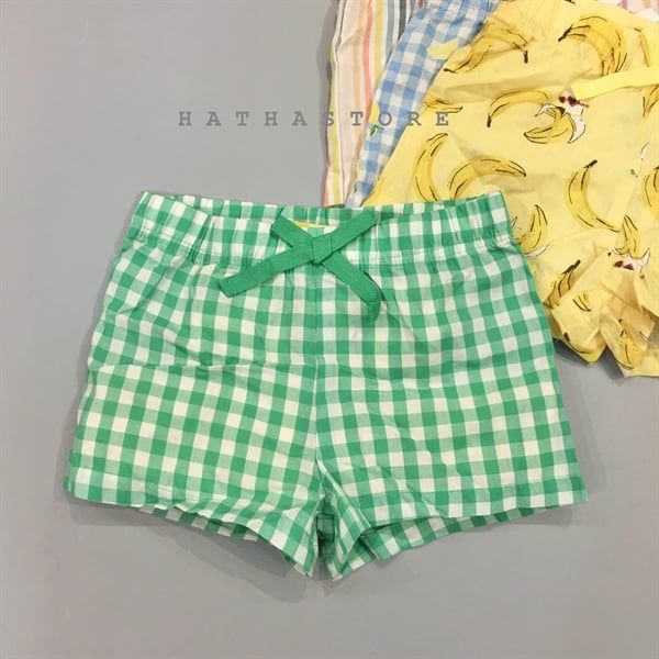  Quần short 0ldN4vy caro xanh lá bé gái 