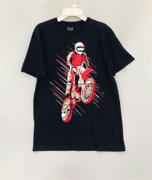  Áo thun PL4CE đen moto bé trai 
