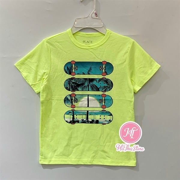  Áo thun PL4CE xanh ván trượt bé trai 