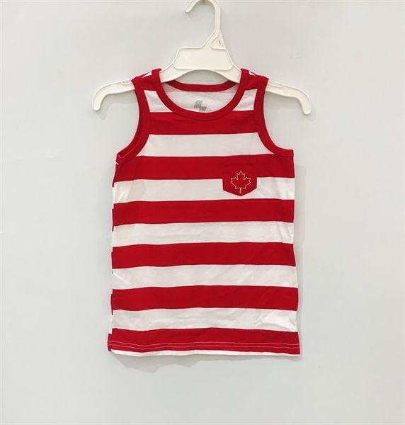  Áo thun ba lỗ Place sọc đỏ trắng canada bé trai 